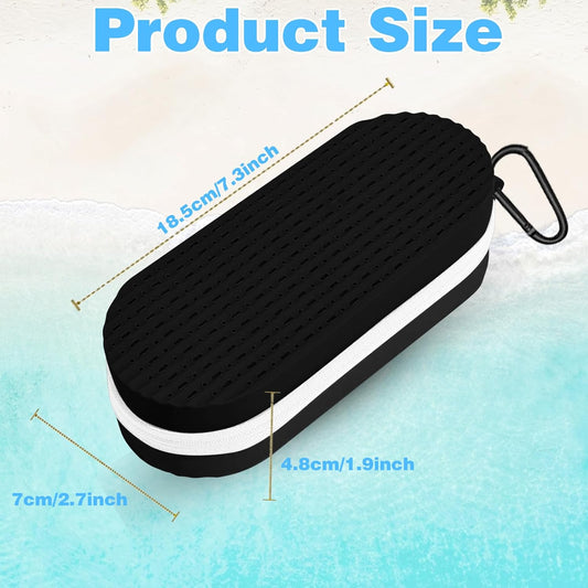 Swim Goggles Case with Drain Hole, Portable Zipper Eye Box with Hook for Goggles Sunglasses Eyeglass (Black) V1258-DP02-B-2821