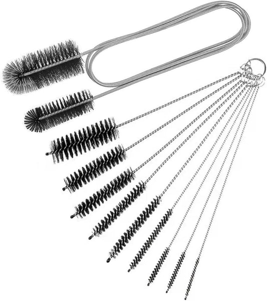10PCS Flexible Drain Brush Straw Cleaner Brush Set,Pipe Cleaners Brush,61Inch Stainless Steel Double-Ended V1258-DP02-B-2823