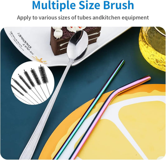 10PCS Flexible Drain Brush Straw Cleaner Brush Set,Pipe Cleaners Brush,61Inch Stainless Steel Double-Ended V1258-DP02-B-2823