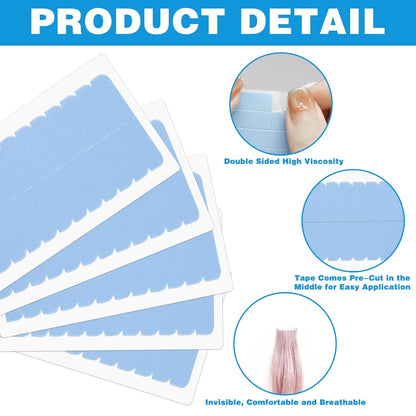 240pcs Beauty Tools Human Hair Tape Extension Replacement, Double Sided Wig Tape (Blue) V1258-DP02-B-2835