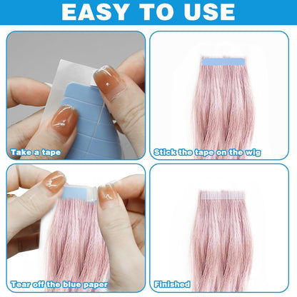 240pcs Beauty Tools Human Hair Tape Extension Replacement, Double Sided Wig Tape (Blue) V1258-DP02-B-2835