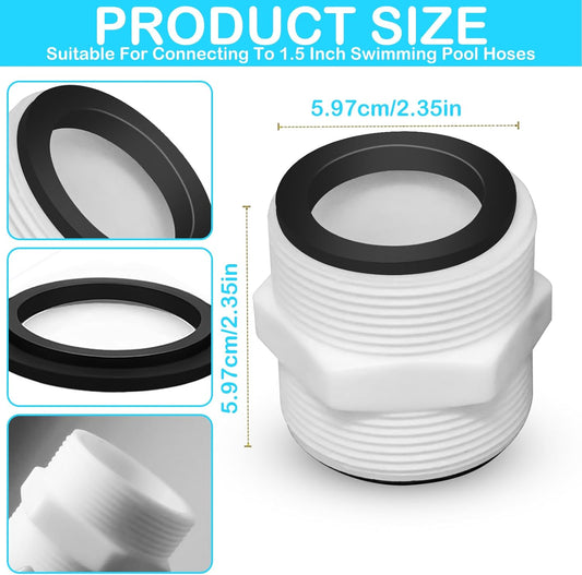 2Pcs 1.5'to 1.5' Pool Hose Adapter, Pool Hose Connector Coupling Above Ground Pool Hose Adapter Compatible V1258-DP02-B-2837