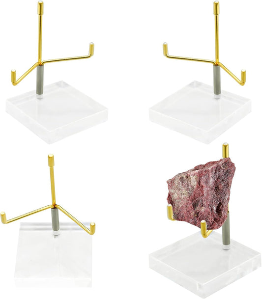 4Pcs Acrylic Easel Display Stand with Adjustable Metal Arms, Crystal Geode Stand for Gemstones Fossils V1258-DP02-B-2839