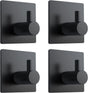 Adhesive Towel Hooks, Waterproof Shower Wall Stick on Hooks, 2 Extra Adhesive Strips, Black, 4 Pcs V1258-DP02-B-284