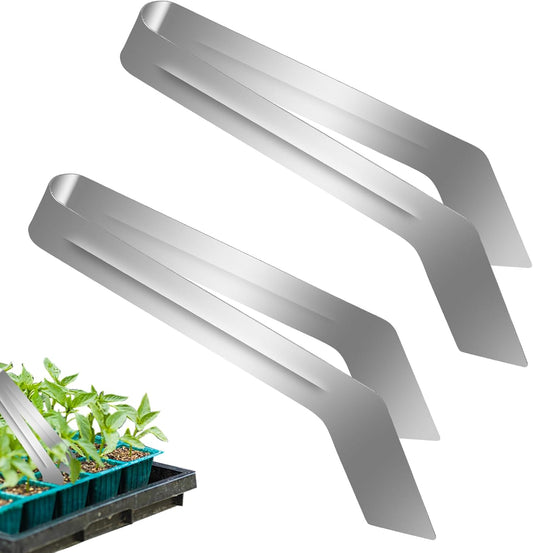 2Pcs Seedling Transplant Tongs, Gardening Plants Transplant Tongs Stainless Steel Seedling Remove V1258-DP02-B-2841