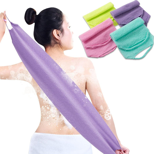 4 Pcs Exfoliating Back Scrubber with Handles,Nylon Back Exfoliator Extended Length Back Washers Stretchable V1258-DP02-B-2842