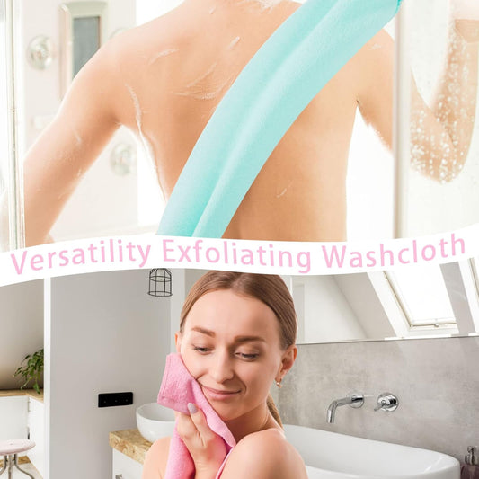 4 Pcs Exfoliating Back Scrubber with Handles,Nylon Back Exfoliator Extended Length Back Washers Stretchable V1258-DP02-B-2842