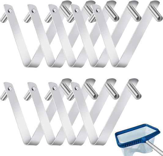 9Pcs Pool Brush Clip V-Shaped Clip, Innovative Pool Hooks for Poles Double Pin Spring Button Clip for V1258-DP02-B-2843