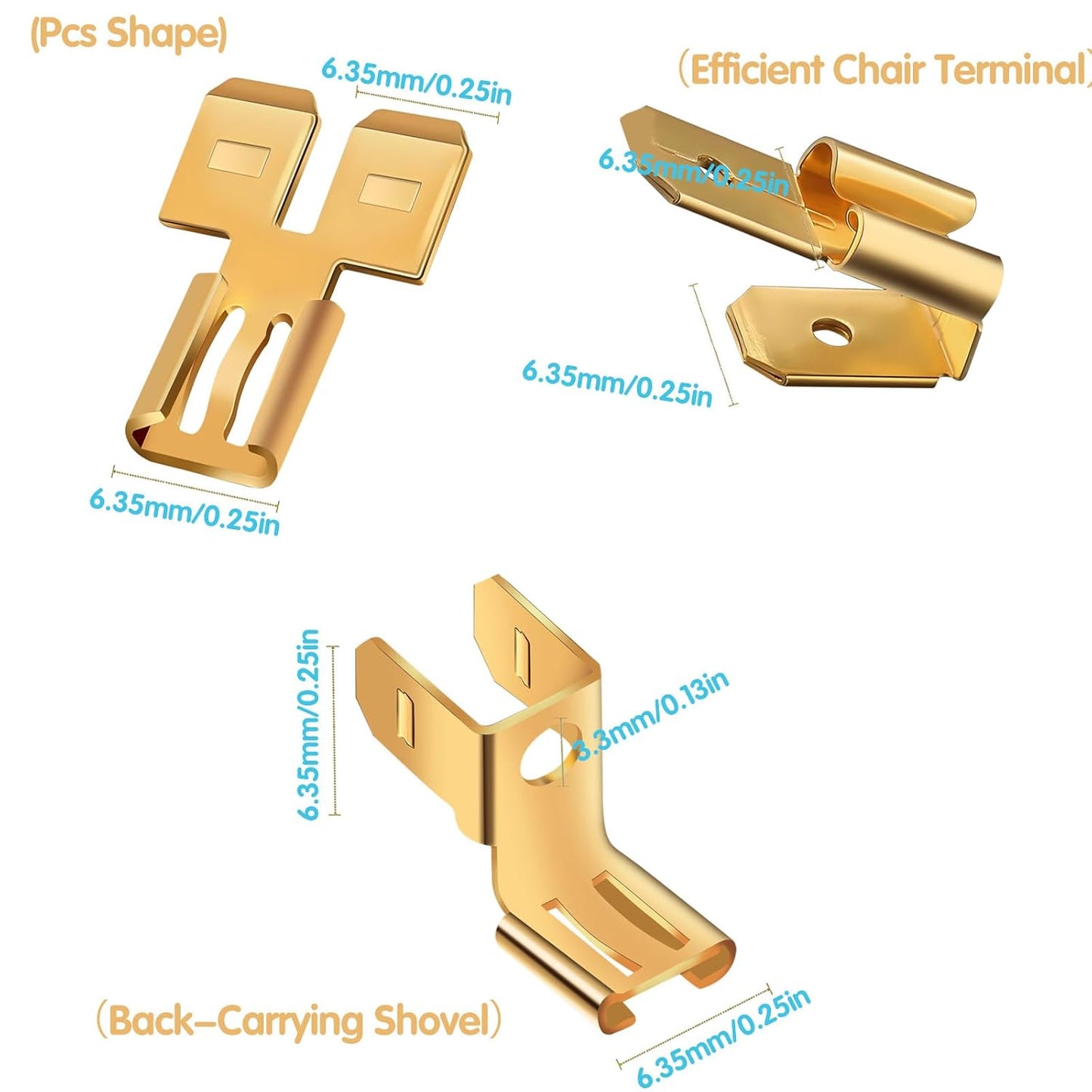 36Pcs Connectors Combination Kit: Double Spade, Piggyback, Chair Terminal Quick Disconnect Adapter - 12 Each V1258-DP02-B-2846