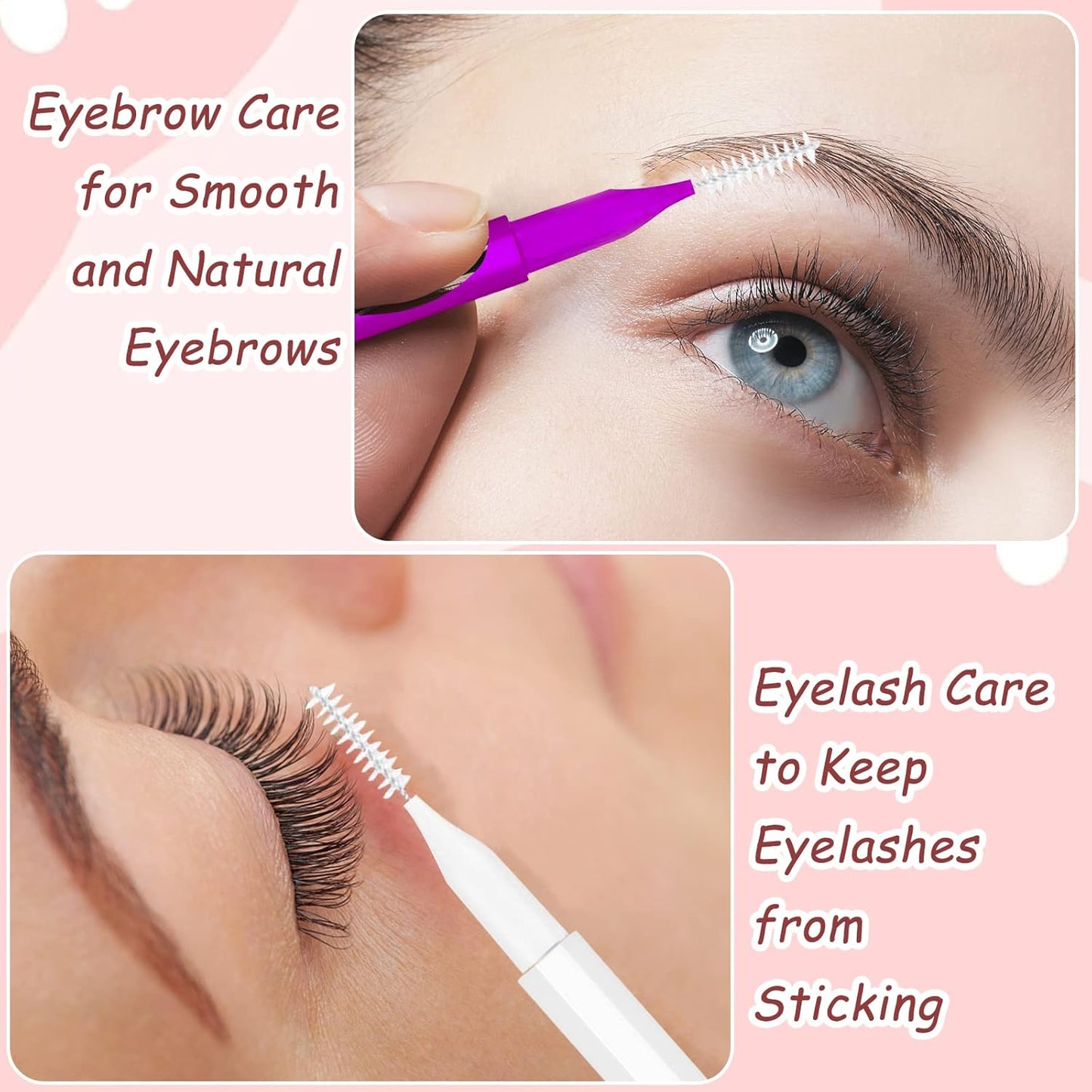 100Pcs Micro Eyebrow Brush, Eyelash Comb Brush with Cap, Multifunctional Brow Lamination Brush Eyebrow V1258-DP02-B-2848