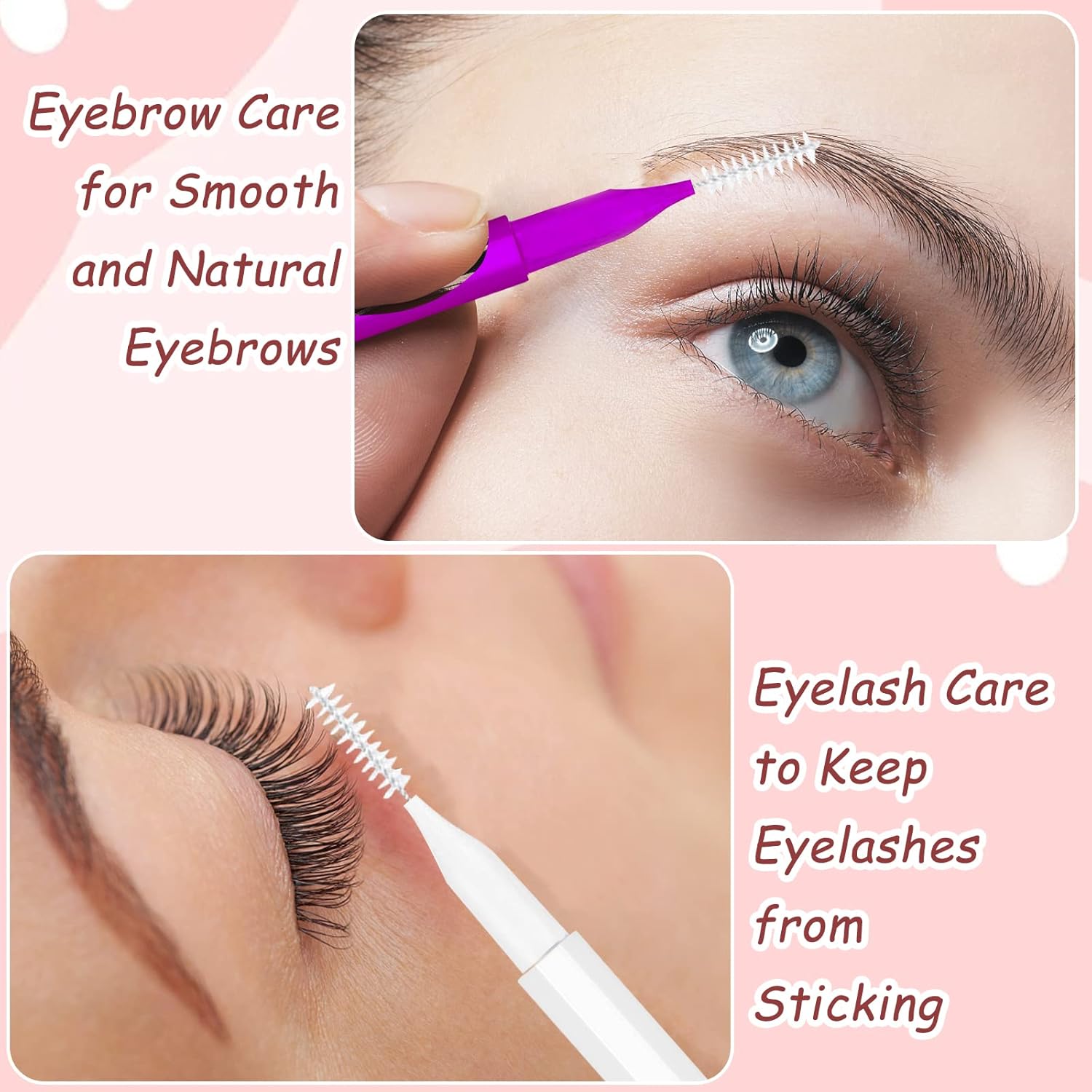 100Pcs Micro Eyebrow Brush, Eyelash Comb Brush with Cap, Multifunctional Brow Lamination Brush Eyebrow V1258-DP02-B-2848