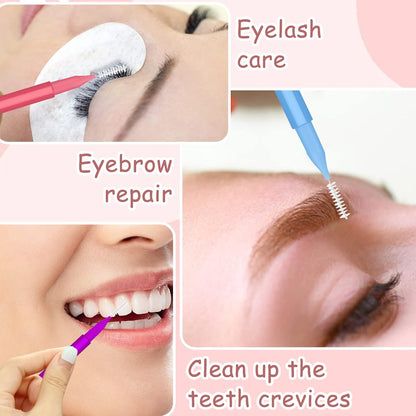100Pcs Micro Eyebrow Brush, Eyelash Comb Brush with Cap, Multifunctional Brow Lamination Brush Eyebrow V1258-DP02-B-2848