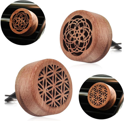 2-in-1 Car Aromatherapy Diffuser & Air Freshener, Portable Mini Wood Diffuser with Lava Stone, Essential Oil V1258-DP02-B-2851