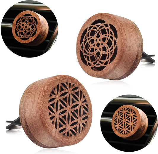 2-in-1 Car Aromatherapy Diffuser & Air Freshener, Portable Mini Wood Diffuser with Lava Stone, Essential Oil V1258-DP02-B-2851