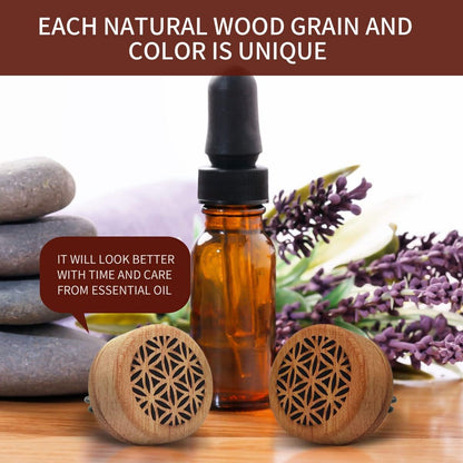 2-in-1 Car Aromatherapy Diffuser & Air Freshener, Portable Mini Wood Diffuser with Lava Stone, Essential Oil V1258-DP02-B-2851