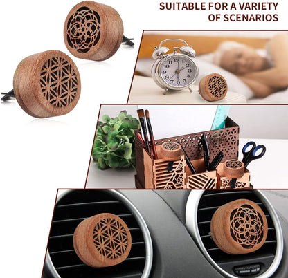 2-in-1 Car Aromatherapy Diffuser & Air Freshener, Portable Mini Wood Diffuser with Lava Stone, Essential Oil V1258-DP02-B-2851