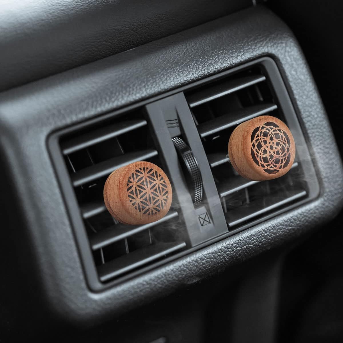 2-in-1 Car Aromatherapy Diffuser & Air Freshener, Portable Mini Wood Diffuser with Lava Stone, Essential Oil V1258-DP02-B-2851