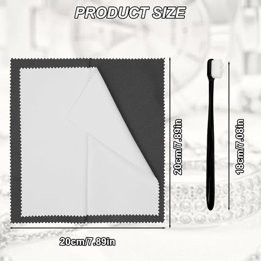 6Pcs Jewelry Cleaning Tool, Jewelry Cleaning Kit Includes 2 Jewelry Cloths & 2 Ultra-Soft Brushes, Polishing V1258-DP02-B-2854