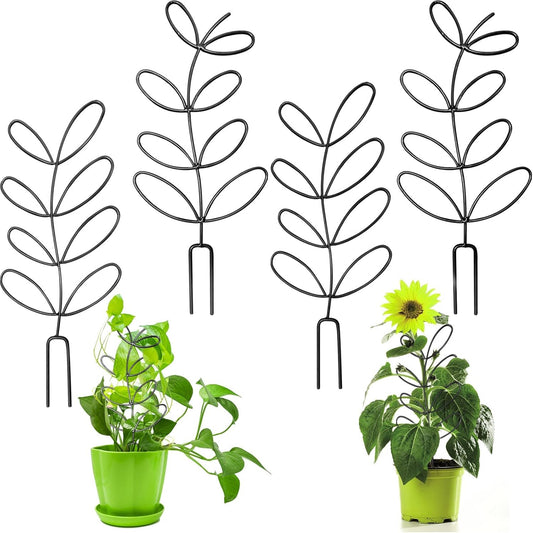 4 Pcs Small Metal Trellis for Potted Plants,Indoor Plants Trellis for Climbing,Leaf Shapes Mini Plant Trellis V1258-DP02-B-2858