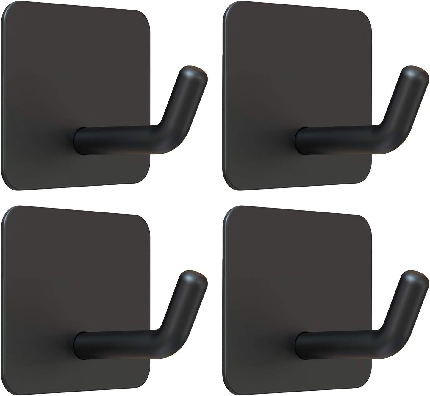 Adhesive Hooks, Heavy Duty Shower Wall Stick on Hooks, Waterproof, 2 Extra Adhesive Strips, Black, 4 Pcs V1258-DP02-B-286
