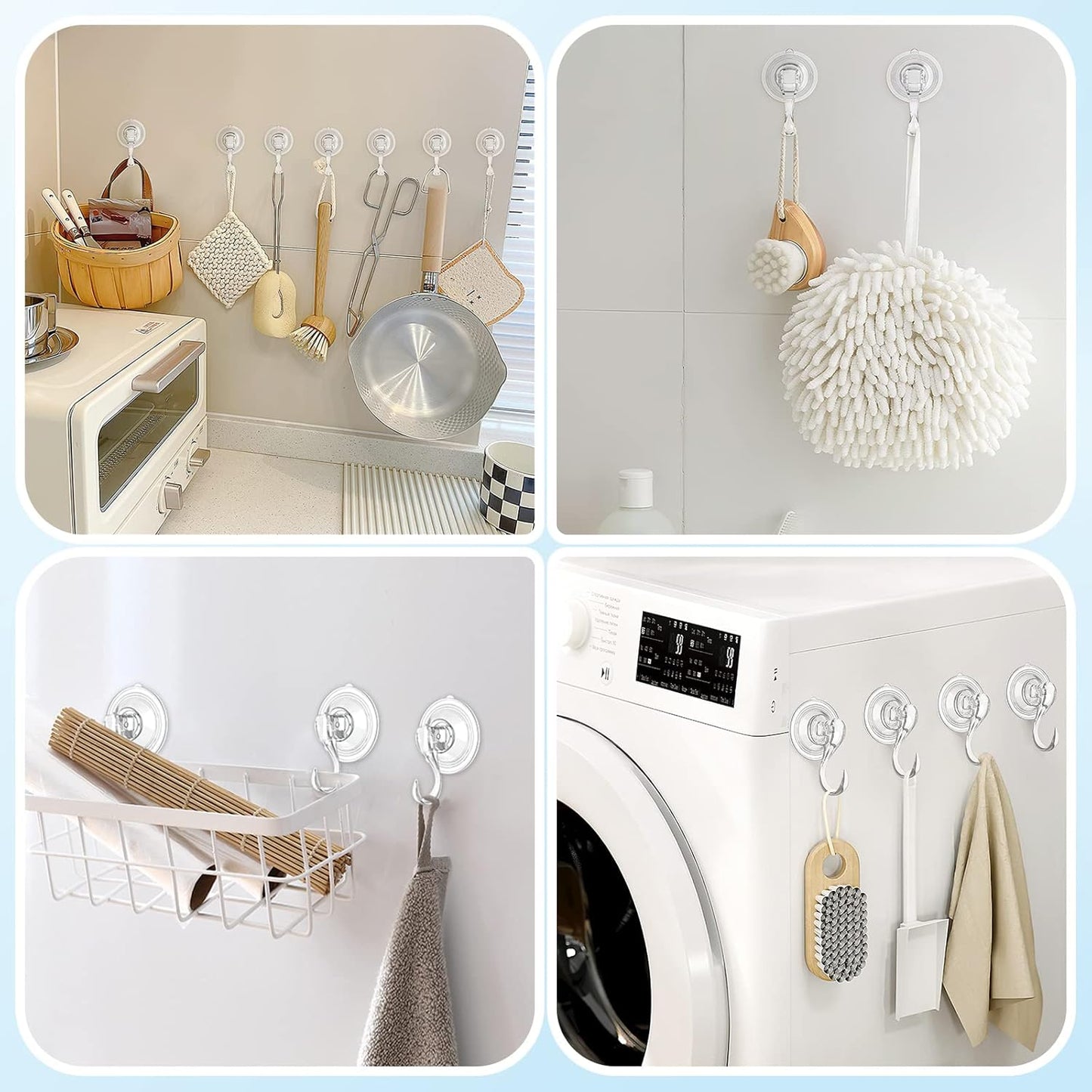 Suction Cup Hooks, Small Shower Suction Hooks with Wipes, Heavy Duty, Removable and Reusable, Clear, 2 Pcs V1258-DP02-B-287