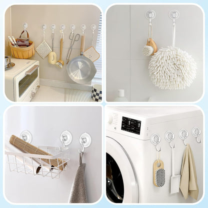 Suction Cup Hooks, Small Shower Suction Hooks with Wipes, Heavy Duty, Removable and Reusable, Clear, 2 Pcs V1258-DP02-B-287