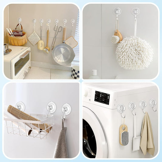 Suction Cup Hooks, Small Shower Suction Hooks with Wipes, Heavy Duty, Removable and Reusable, Clear, 2 Pcs V1258-DP02-B-287