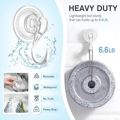 Suction Cup Hooks, Small Shower Suction Hooks with Wipes, Heavy Duty, Removable and Reusable, Clear, 2 Pcs V1258-DP02-B-287