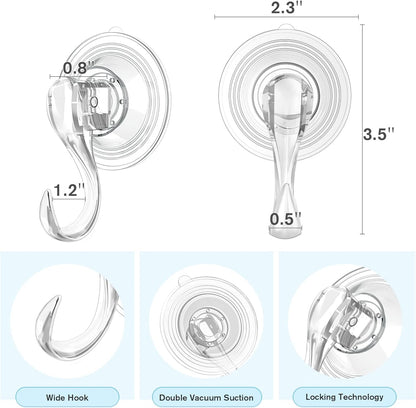 Suction Cup Hooks, Small Shower Suction Hooks with Wipes, Heavy Duty, Removable and Reusable, Clear, 2 Pcs V1258-DP02-B-287