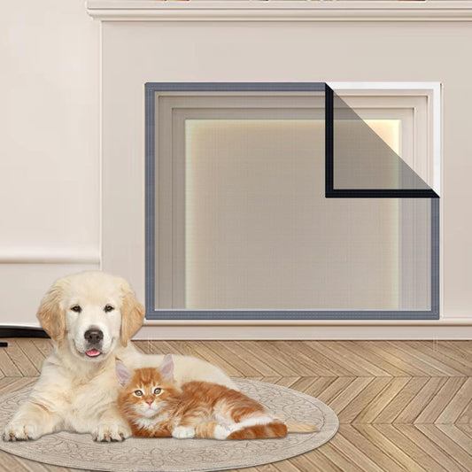 Fireplace Screen Mesh Cover, Magnetic Fireplace Cover Baby Proof Barrier Guard Pet Proof with Magic Tape, V1258-DP02-B-2873
