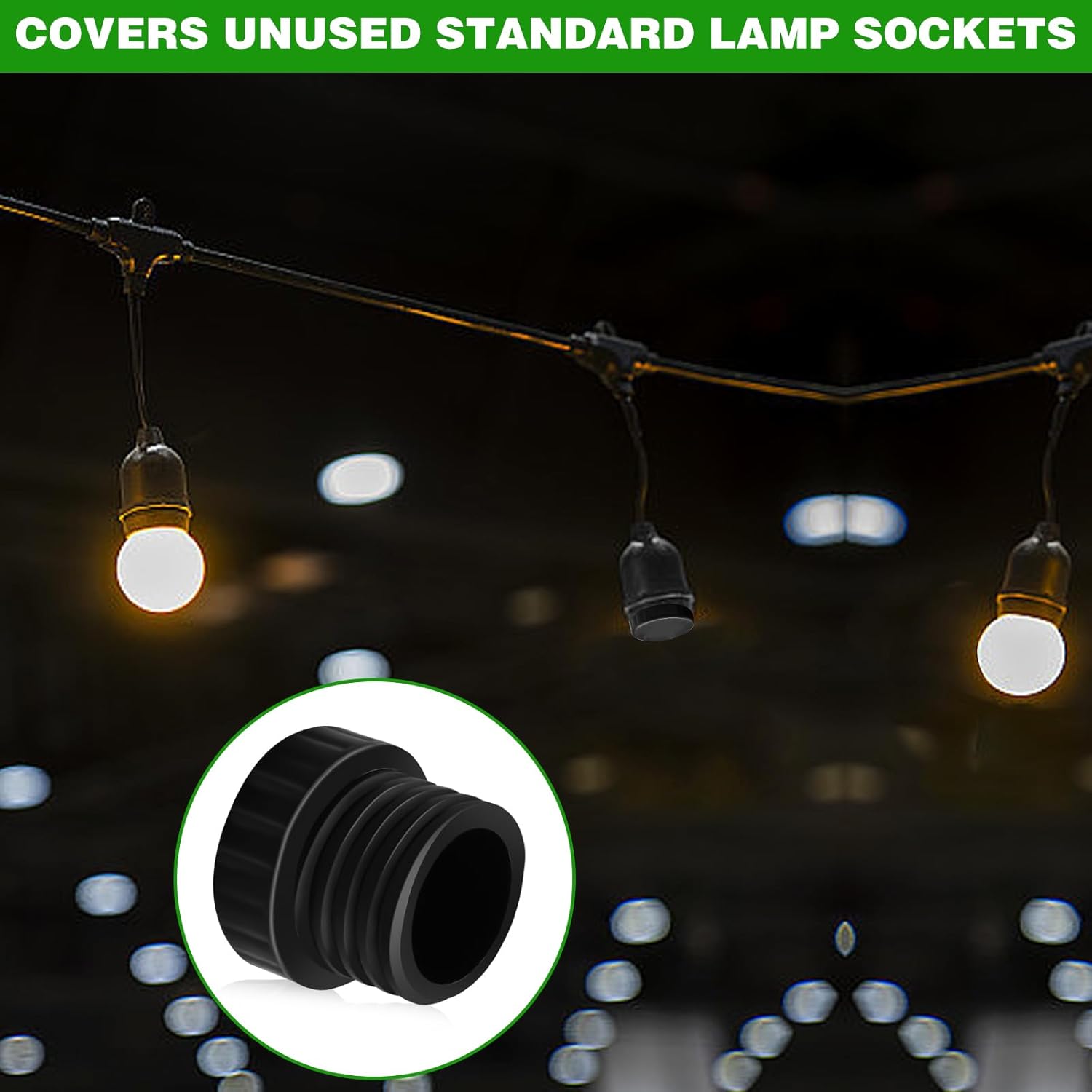 12Pcs Light Socket Covers, Safety Cap Plugs for String Lights, Protective Caps for Recessed/Standard Sockets V1258-DP02-B-2875