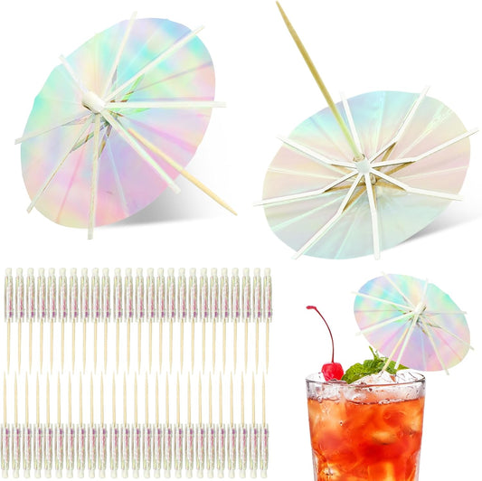 50Pcs Drink Umbrellas Cocktail Picks, Umbrella Drinks Sticks Wood Toothpicks Cocktail Umbrellas for Drinks V1258-DP02-B-2877