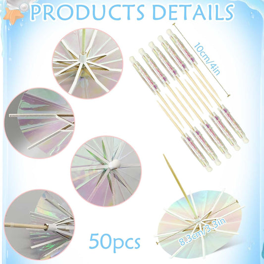 50Pcs Drink Umbrellas Cocktail Picks, Umbrella Drinks Sticks Wood Toothpicks Cocktail Umbrellas for Drinks V1258-DP02-B-2877