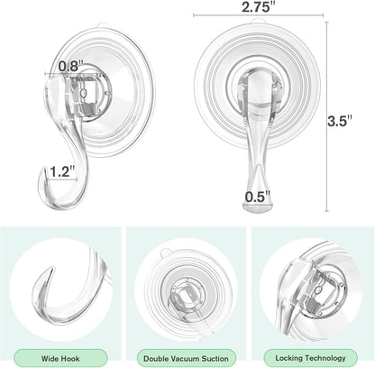 Large Suction Cup Hooks with Wipes, Heavy Duty, Removable and Reusable, Clear, 5 Pcs V1258-DP02-B-288