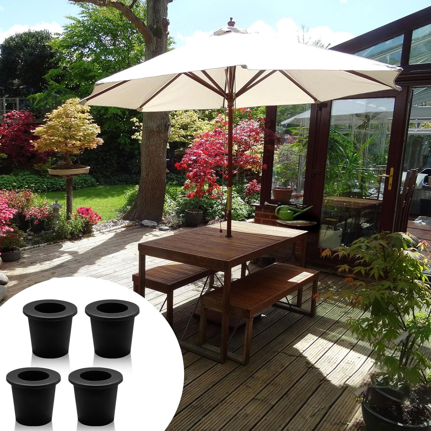 4Pcs Patio Table Umbrella Hole Ring Plug, Silicone Pool Umbrella Sleeve Stabilizer Cone Wedge, Umbrella Table V1258-DP02-B-2881