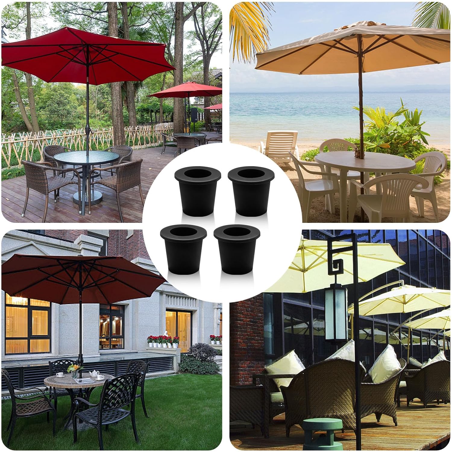 4Pcs Patio Table Umbrella Hole Ring Plug, Silicone Pool Umbrella Sleeve Stabilizer Cone Wedge, Umbrella Table V1258-DP02-B-2881