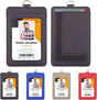 PU Leather ID Badge Holder with Clear Window, Vertical ID Card Holder, Dual Card Slots, 1-Pack Card Holder, 4 V1258-DP02-B-2888