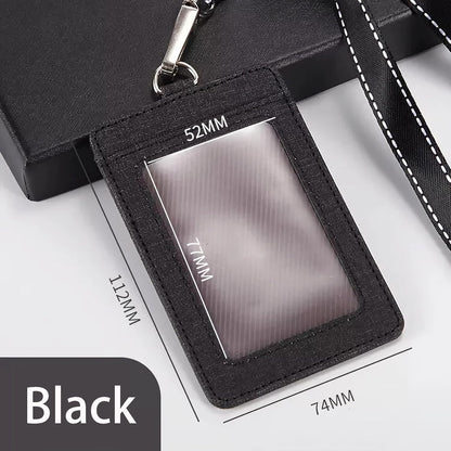 PU Leather ID Badge Holder with Clear Window, Vertical ID Card Holder, Dual Card Slots, 1-Pack Card Holder, 4 V1258-DP02-B-2888