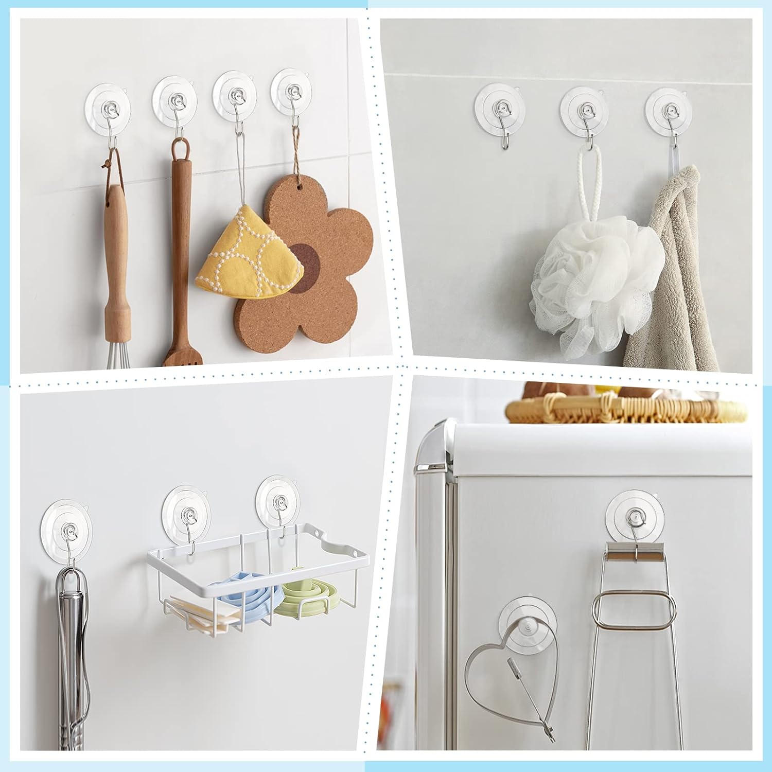 Suction Cup Hooks, 1.77 Inch Small Window Suction Cups with Metal Hooks, Removable and Reusable, Clear, 12 Pcs V1258-DP02-B-289
