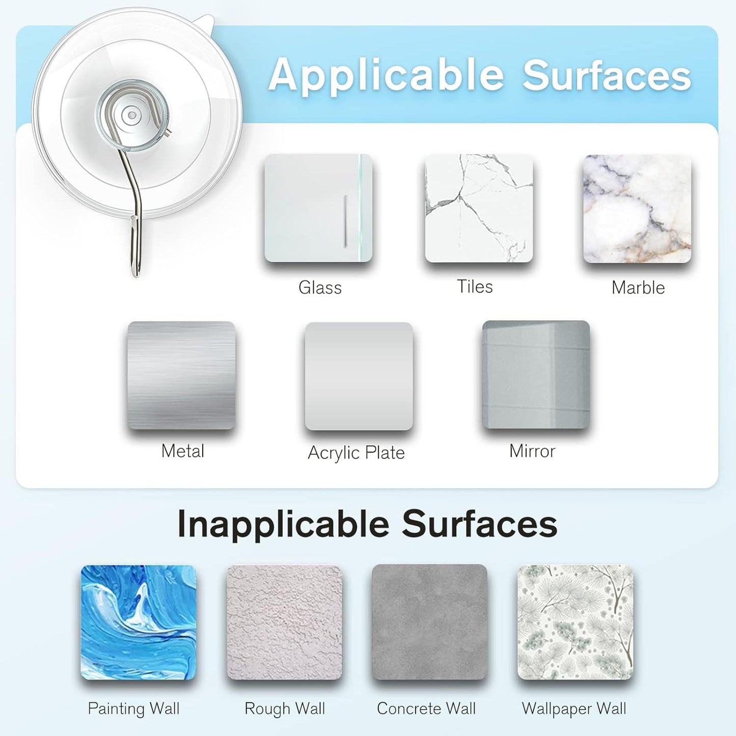 Suction Cup Hooks, 1.77 Inch Small Window Suction Cups with Metal Hooks, Removable and Reusable, Clear, 12 Pcs V1258-DP02-B-289