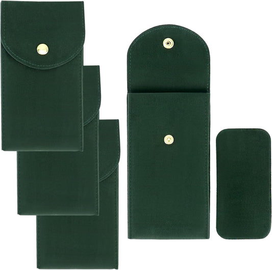 Luxury Velvet Watch Travel Case with Copper Buckle, Green, 13x7cm, Portable Double-Layer Protective Watch Bag V1258-DP02-B-2891