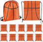 Small Sport Drawstring Bags - 12 Pack Basketball Style Foldable Polyester Backpacks with Adjustable Straps V1258-DP02-B-2896