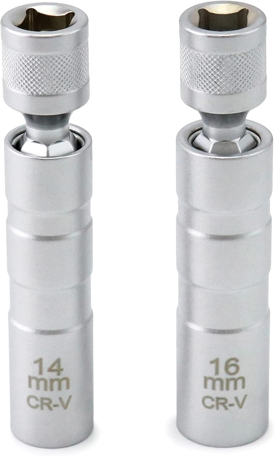 14mm&16mm Magnetic Swivel Spark Plug Socket, Thin Wall Magnetic Rotating 3/8" Drive 12 Point Standard Spark V1258-DP02-B-2897