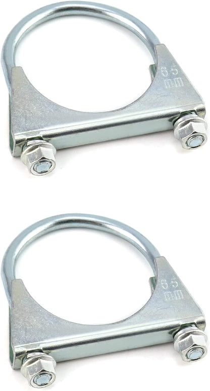 U-Bolt Muffler Tip Exhaust Hook, 2 Pack 2-1/2" OD Carbon Steel Universal Silencer Exhaust Clip V1258-DP02-B-2901