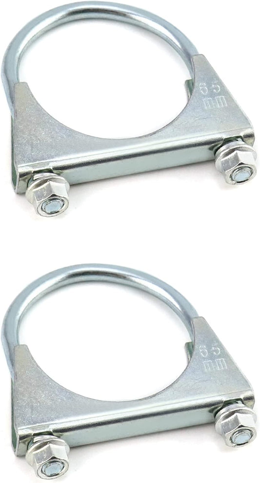 U-Bolt Muffler Tip Exhaust Hook, 2 Pack 2-1/2" OD Carbon Steel Universal Silencer Exhaust Clip V1258-DP02-B-2901