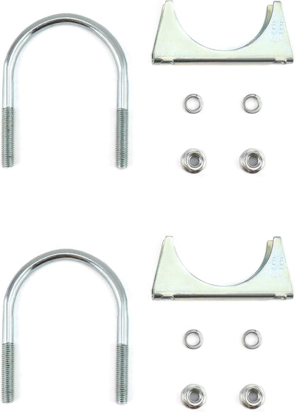 U-Bolt Muffler Tip Exhaust Hook, 2 Pack 2-1/2" OD Carbon Steel Universal Silencer Exhaust Clip V1258-DP02-B-2901