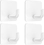 Adhesive Hooks, Metal Shower Wall Stick on Hooks, Waterproof, 2 Extra Adhesive Strips, White, 4 Pcs V1258-DP02-B-291