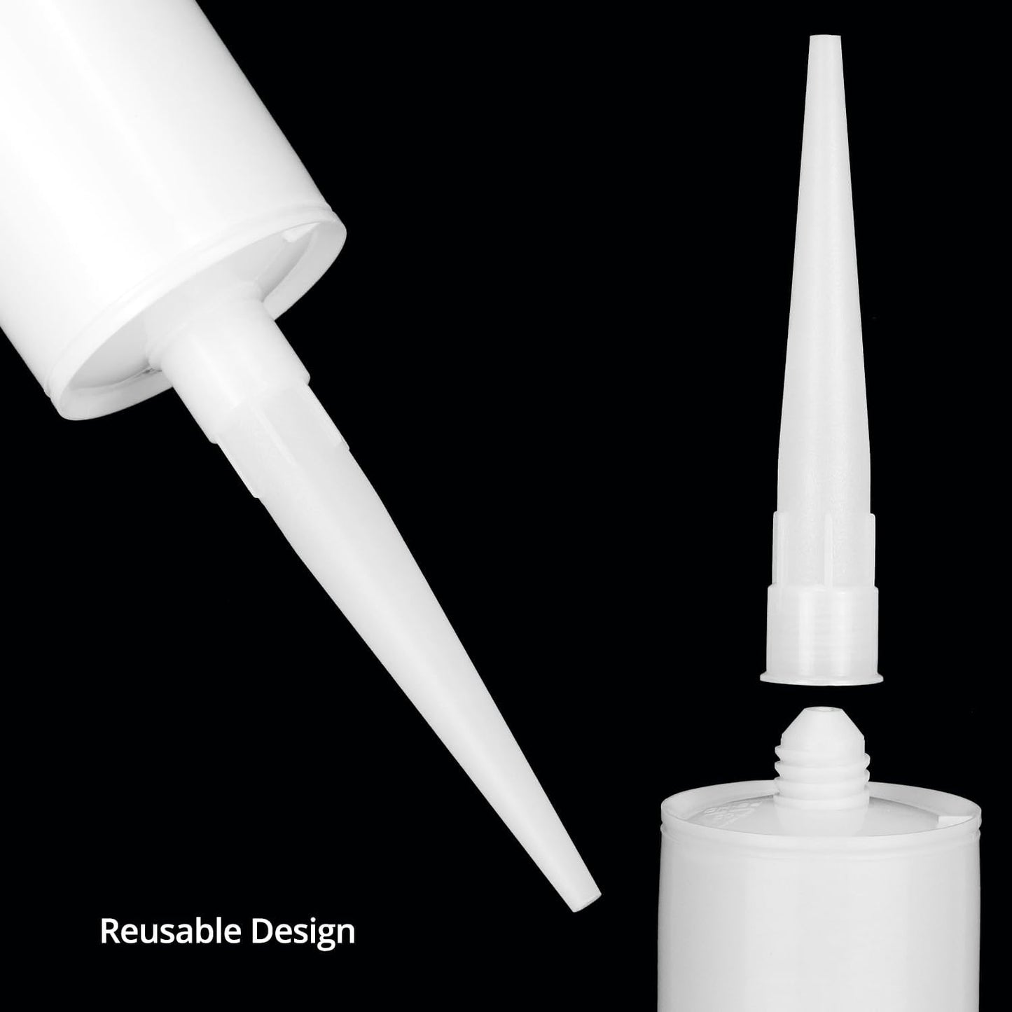 Empty Caulking Sealant Tubes - 11 Oz Capacity Each, 4 Pack Reusable Plastic, for Standard Caulking Guns V1258-DP02-B-2914