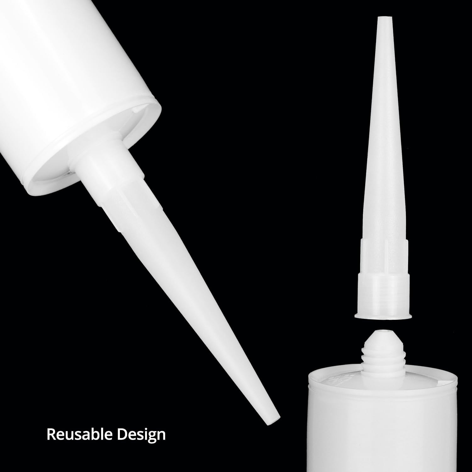 Empty Caulking Sealant Tubes - 11 Oz Capacity Each, 4 Pack Reusable Plastic, for Standard Caulking Guns V1258-DP02-B-2914