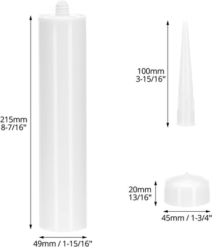 Empty Caulking Sealant Tubes - 11 Oz Capacity Each, 4 Pack Reusable Plastic, for Standard Caulking Guns V1258-DP02-B-2914